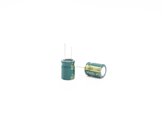 5000 Hours 100UF80V LED Light Capacitor 10X20MM ISO14001