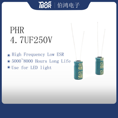 Cylinder 4.7UF 250V Al Electrolytic Capacitor 8x9MM ISO9001