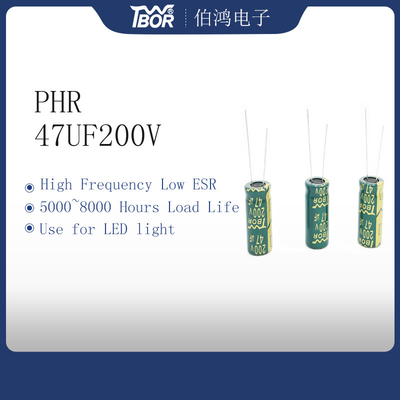High Capacity PHR 47uf 200v Capacitor 13x16mm For LED Light